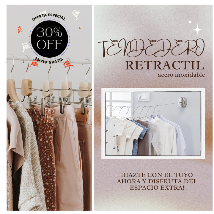 Tendedero Retráctil de Acero Inoxidable 🔧👕