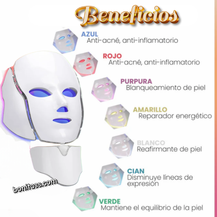 Máscara LED Terapia Facial 7 Colores ✨💆‍♀️